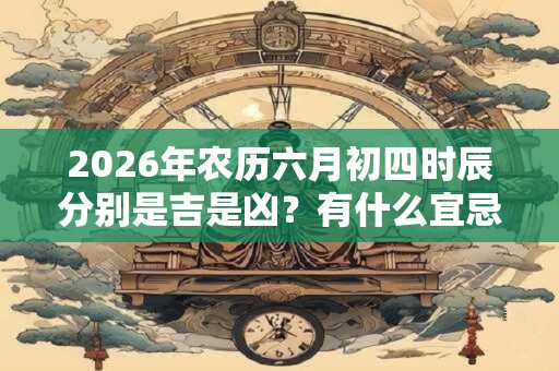 2026年农历六月初四时辰分别是吉是凶？有什么宜忌？