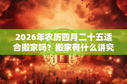 2026年农历四月二十五适合搬家吗？搬家有什么讲究忌讳？