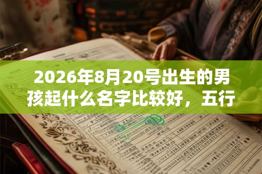 2026年8月20号出生的男孩起什么名字比较好，五行属什么