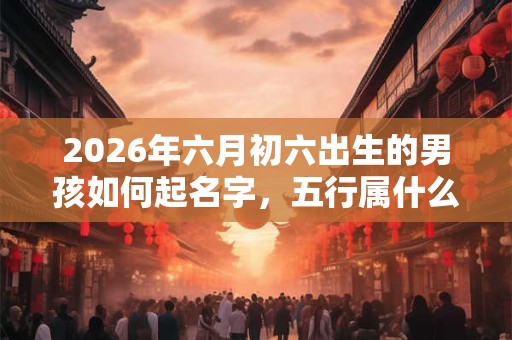 2026年六月初六出生的男孩如何起名字，五行属什么