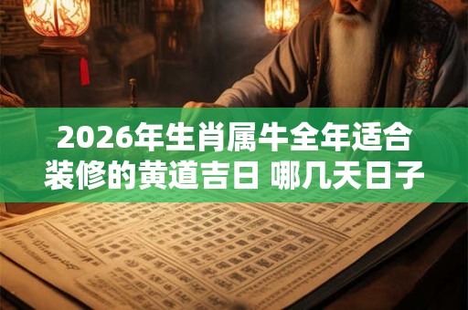 2026年生肖属牛全年适合装修的黄道吉日 哪几天日子好