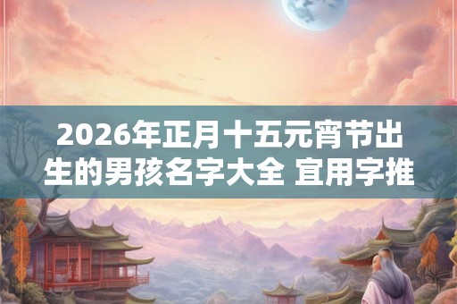 2026年正月十五元宵节出生的男孩名字大全 宜用字推荐