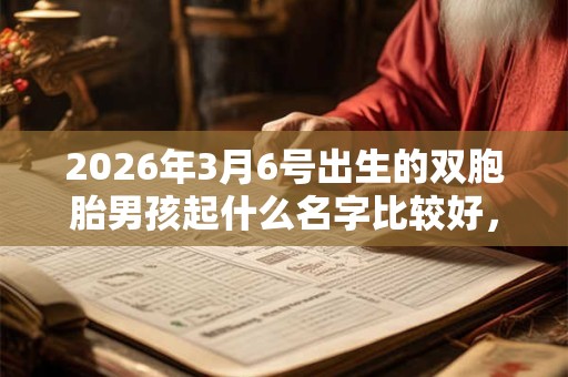 2026年3月6号出生的双胞胎男孩起什么名字比较好，五行属什么
