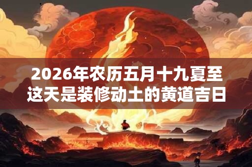 2026年农历五月十九夏至这天是装修动土的黄道吉日吗？