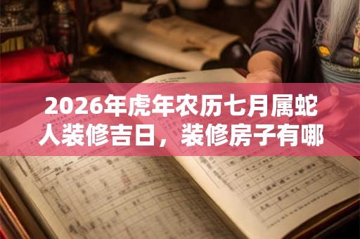 2026年虎年农历七月属蛇人装修吉日，装修房子有哪些注意事项？