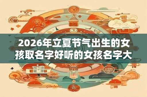 2026年立夏节气出生的女孩取名字好听的女孩名字大全