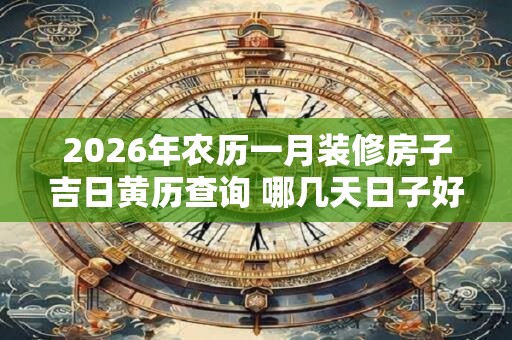 2026年农历一月装修房子吉日黄历查询 哪几天日子好