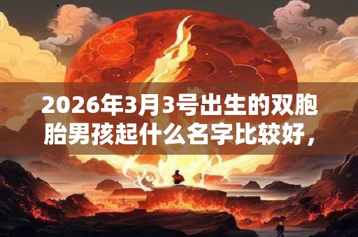 2026年3月3号出生的双胞胎男孩起什么名字比较好，五行属什么