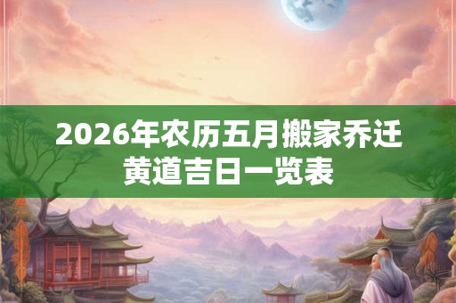 2026年农历五月搬家乔迁黄道吉日一览表