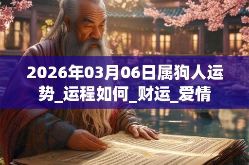 2026年03月06日属狗人运势_运程如何_财运_爱情