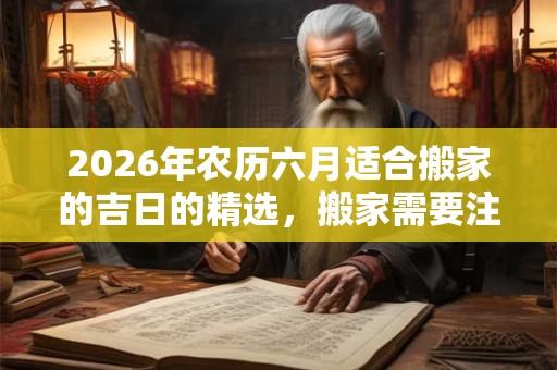 2026年农历六月适合搬家的吉日的精选，搬家需要注意什么？