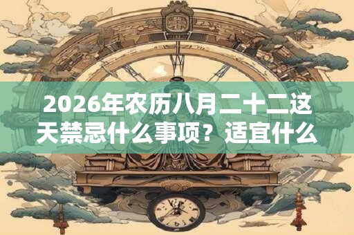 2026年农历八月二十二这天禁忌什么事项？适宜什么？