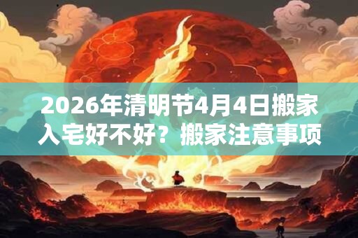2026年清明节4月4日搬家入宅好不好?搬家注意事项大全! 2026年清明节4月4日搬家入宅好不好?搬家注意事项大全!