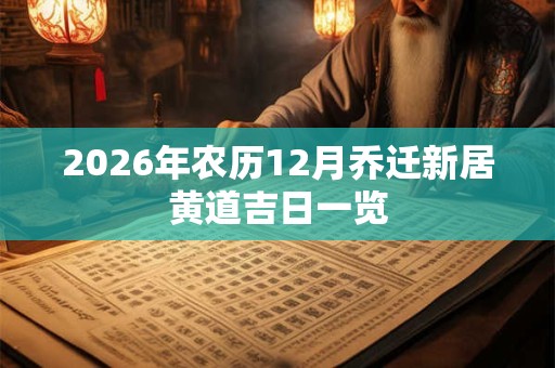 2026年农历12月乔迁新居黄道吉日一览