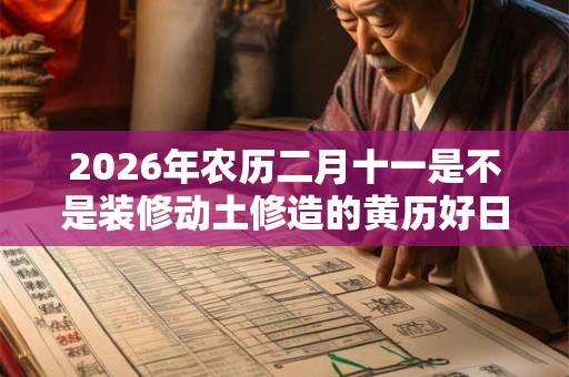 2026年农历二月十一是不是装修动土修造的黄历好日子？