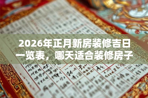 2026年正月新房装修吉日一览表，哪天适合装修房子？