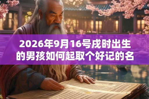 2026年9月16号戌时出生的男孩如何起取个好记的名字，五行属什么