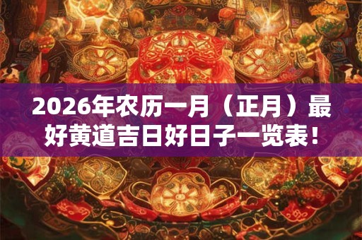 2026年农历一月（正月）最好黄道吉日好日子一览表！
