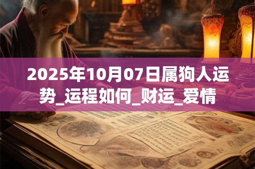2025年10月07日属狗人运势_运程如何_财运_爱情