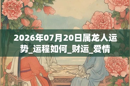 2026年07月20日属龙人运势_运程如何_财运_爱情