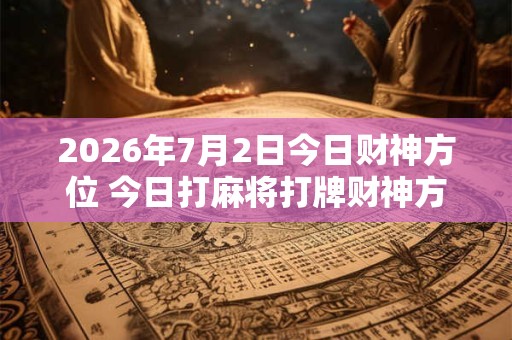 2026年7月2日今日财神方位 今日打麻将打牌财神方位！