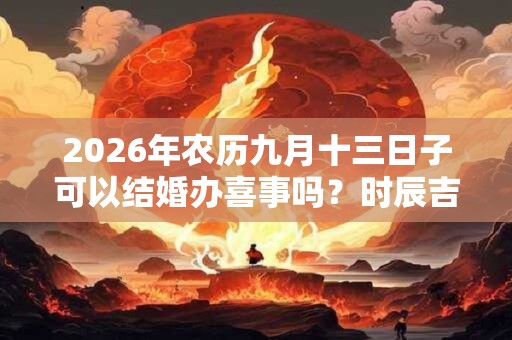 2026年农历九月十三日子可以结婚办喜事吗？时辰吉凶如何？