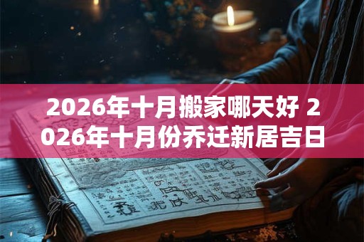 2026年十月搬家哪天好 2026年十月份乔迁新居吉日