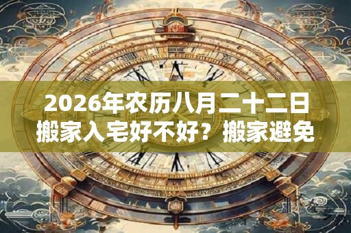 2026年农历八月二十二日搬家入宅好不好？搬家避免磕碰避免脏的技巧
