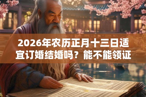 2026年农历正月十三日适宜订婚结婚吗？能不能领证？