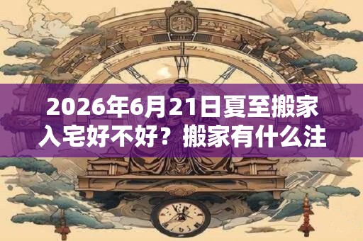 2026年6月21日夏至搬家入宅好不好？搬家有什么注意事项？