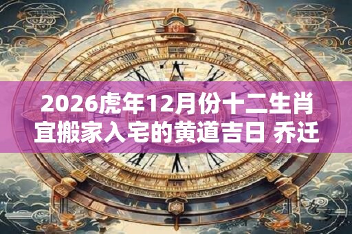 2026虎年12月份十二生肖宜搬家入宅的黄道吉日 乔迁好日子一览表