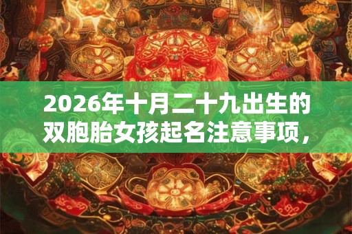 2026年十月二十九出生的双胞胎女孩起名注意事项，五行属什么