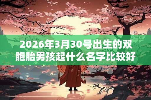 2026年3月30号出生的双胞胎男孩起什么名字比较好，五行属什么30