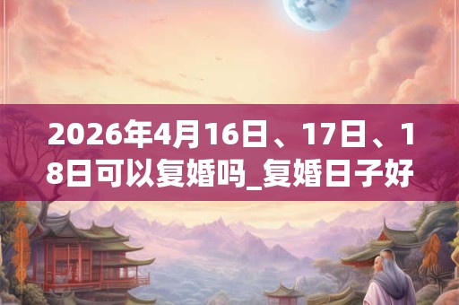 2026年4月16日、17日、18日可以复婚吗_复婚日子好吗