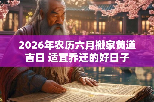 2026年农历六月搬家黄道吉日 适宜乔迁的好日子