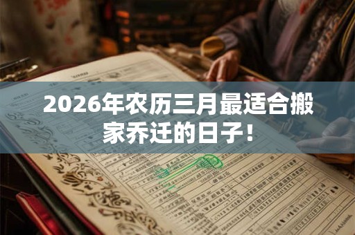 2026年农历三月最适合搬家乔迁的日子！