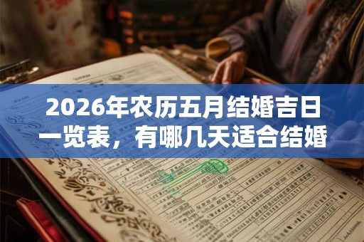 2026年农历五月结婚吉日一览表，有哪几天适合结婚？
