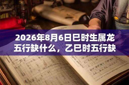 2026年8月6日巳时生属龙五行缺什么，乙巳时五行缺什么