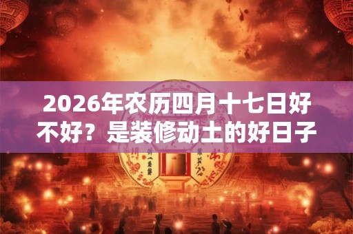2026年农历四月十七日好不好？是装修动土的好日子吗？