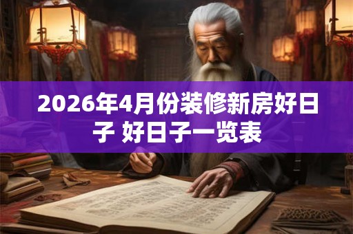2026年4月份装修新房好日子 好日子一览表