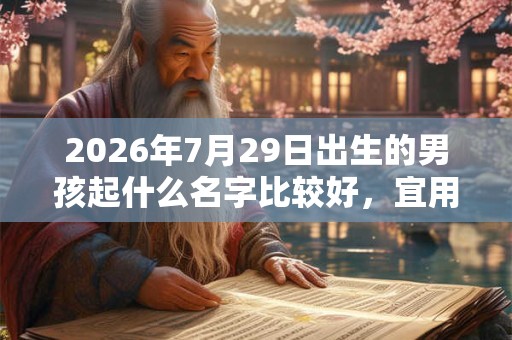 2026年7月29日出生的男孩起什么名字比较好，宜用什么字