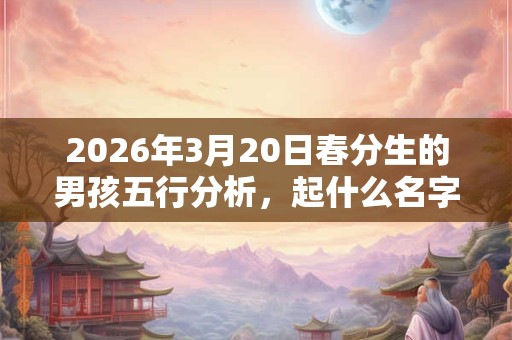 2026年3月20日春分生的男孩五行分析，起什么名字好？