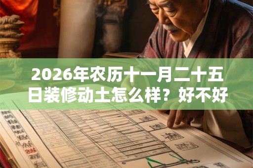 2026年农历十一月二十五日装修动土怎么样？好不好？