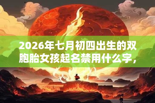 2026年七月初四出生的双胞胎女孩起名禁用什么字，五行属什么