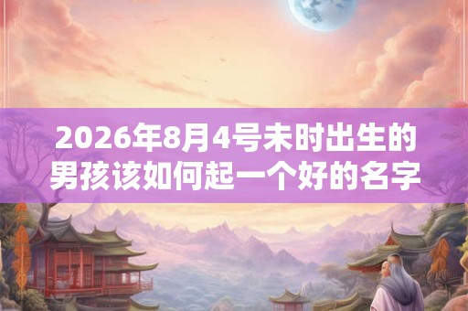 2026年8月4号未时出生的男孩该如何起一个好的名字