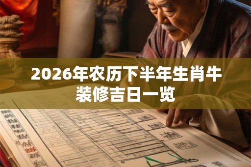 2026年农历下半年生肖牛装修吉日一览