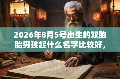 2026年8月5号出生的双胞胎男孩起什么名字比较好，五行属什么