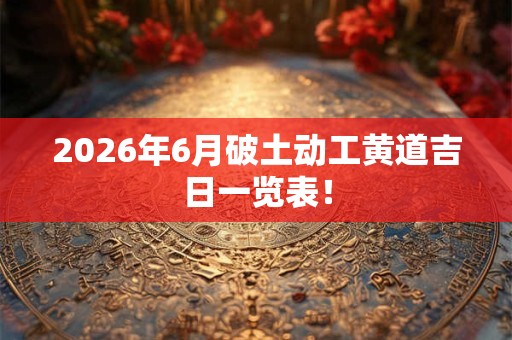 2026年6月破土动工黄道吉日一览表！