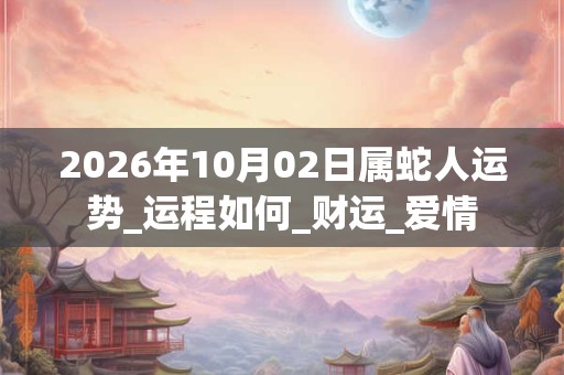 2026年10月02日属蛇人运势_运程如何_财运_爱情