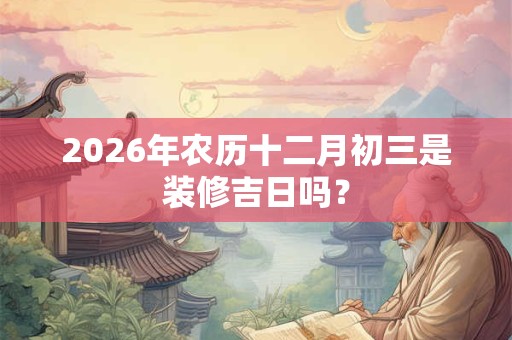 2026年农历十二月初三是装修吉日吗？